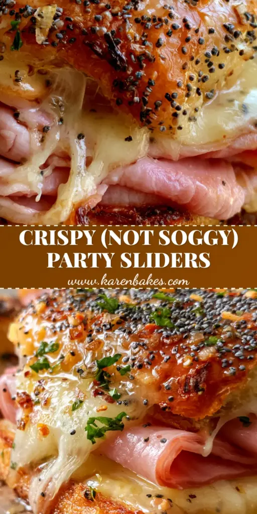 Hot Roll Sandwiches with Honey Ham and Melted Swiss Cheese 4 A tall stack of hot roll sandwiches on a rustic wooden board with melting Swiss cheese and honey ham visible. (hot roll sandwiches)