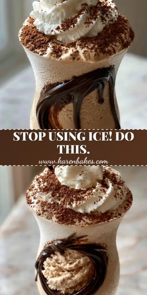 A tall hurricane glass with a thick tan frozen mudslide, dark chocolate swirls, and a mountain of whipped cream with cocoa dusting.
