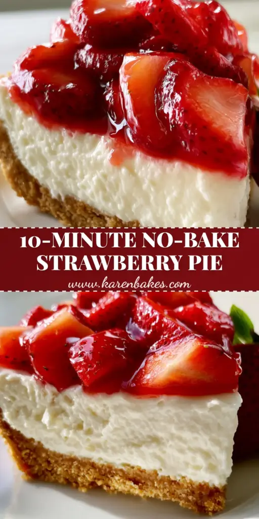 A close-up of a Strawberry Cream Cheese Pie with a glistening red glaze and a whole strawberry garnish on a white plate.
