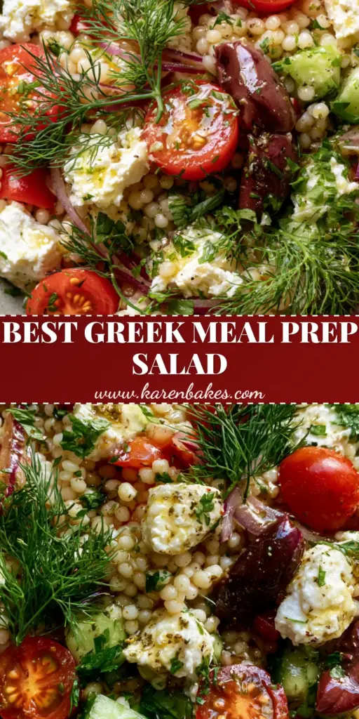 Greek Couscous Salad with Pearl Pasta and Zesty Lemon Vinaigrette 4 A vibrant Greek Couscous Salad with pearl grains, feta, and tomatoes in a rustic ceramic bowl. (Greek Couscous Salad)