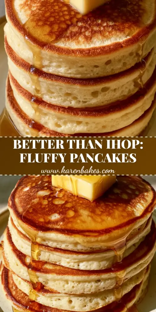 A towering stack of five thick buttermilk pancakes with a golden-brown sear, topped with melting salted butter and dripping maple syrup. (how to make pancakes)