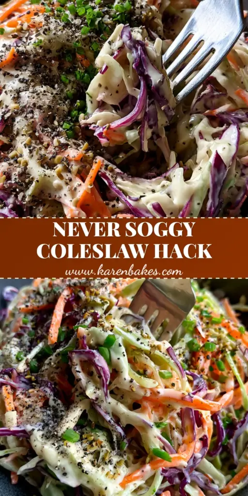A close-up of structural coleslaw ribbons in a charcoal bowl showing thick dressing and cracked pepper. (coleslaw recipe)