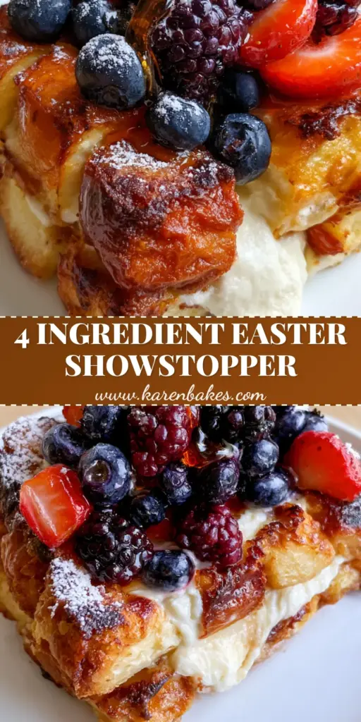 Easter Sunday Recipe: The Ultimate Berries and Cream Brioche French Toast Bake 4 A thick square slice of Berries and Cream French Toast Bake with oozing cream cheese and blistered berries. (Easter Sunday recipe)