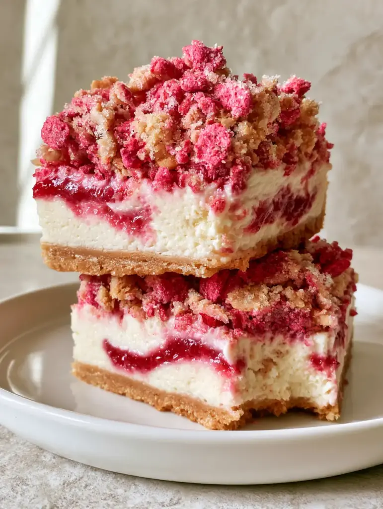 A Strawberry Shortcake Bar with a clean bite taken out, revealing the creamy interior and compressed Oreo crust.