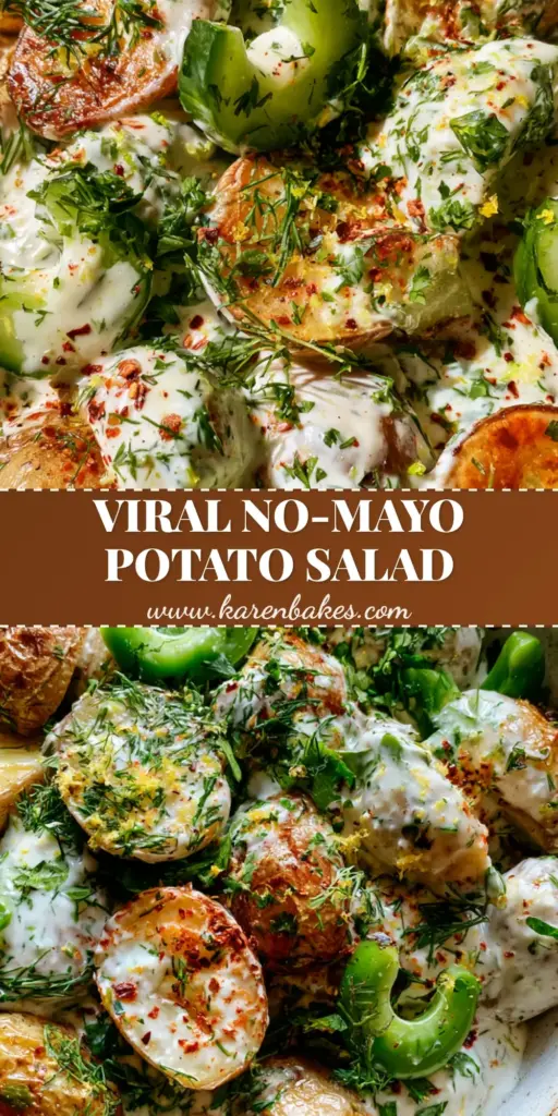 Healthy Potato Salad with Roasted Gold Potatoes & Greek Yogurt 4 A rustic ceramic bowl filled with healthy potato salad featuring roasted gold potatoes, creamy Greek yogurt, and fresh dill. (healthy potato salad)
