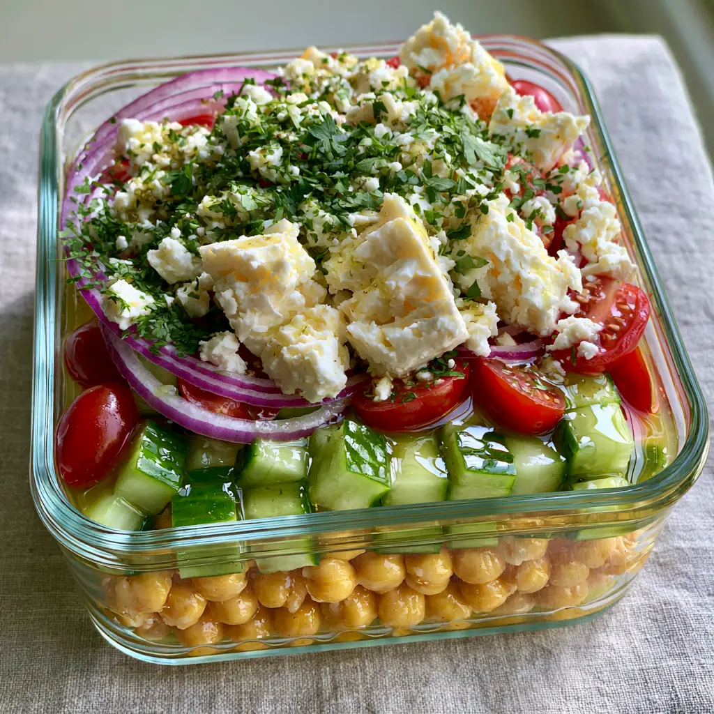 Mediterranean Feta Salad: The Ultimate Crisp Meal Prep Bowl 2 Close up of Mediterranean Feta Salad showing cubed cucumbers, ruby red cherry tomatoes, and creamy white chunks of feta cheese glistening with lemon vinaigrette.