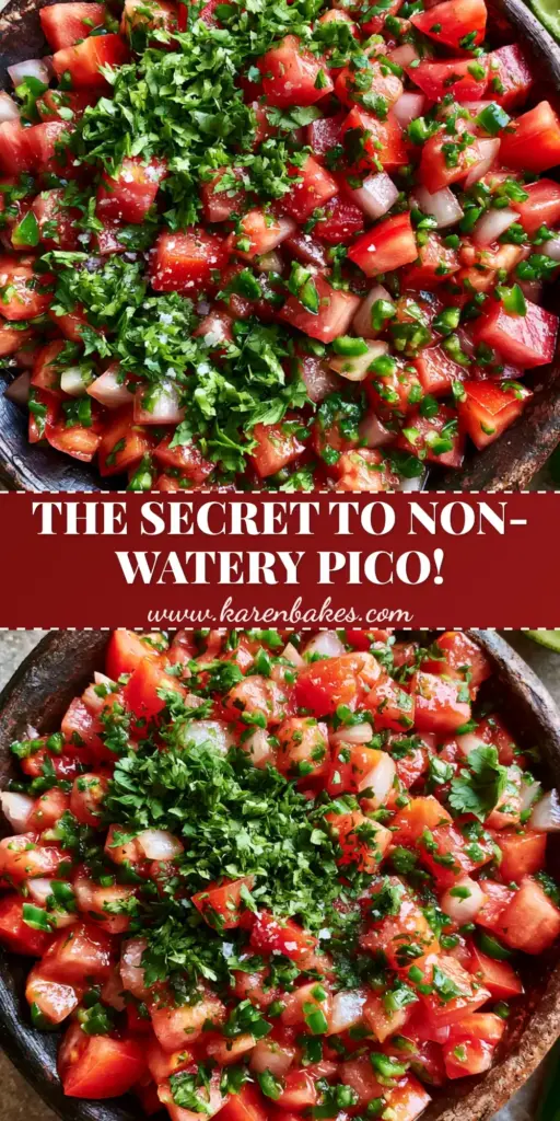 A rustic dark clay bowl overflowing with fresh Pico de Gallo featuring diced Roma tomatoes, white onions, and cilantro on a stone surface. (Pico de Gallo)
